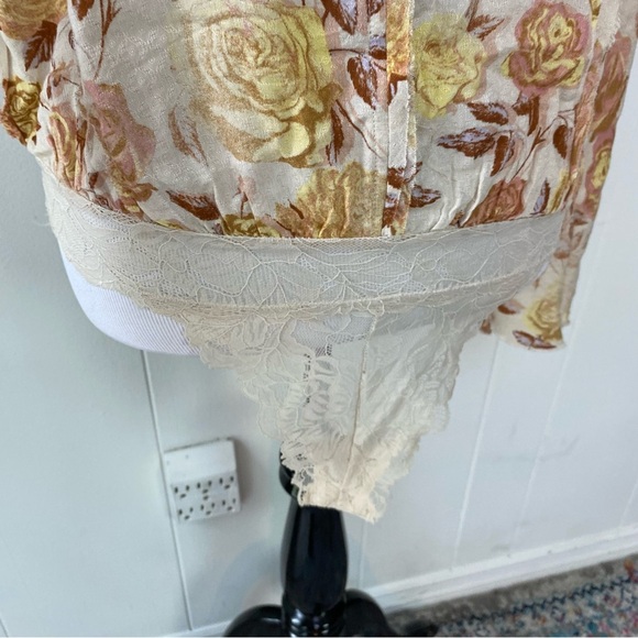 Free People Intimately Everything's Rosy Bodysuit In Tea Combo SZ XS Bell Sleeve - Picture 5 of 16